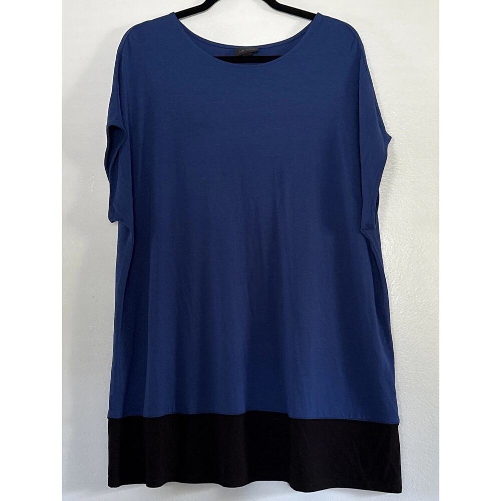 J Jill Wearever Tunic Top XL Royal Blue Sleeveless Round Neck Shirt Stretch